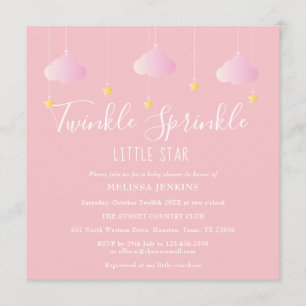 Invitation Pink Twinkle Sprinkle Little Star Baby shower
