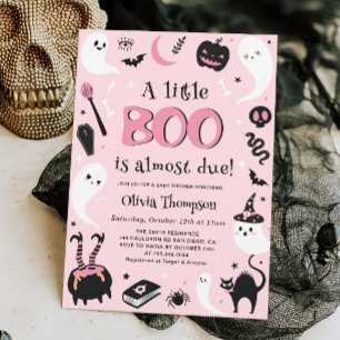 Invitation Pink Un petit Baby shower Boo Halloween