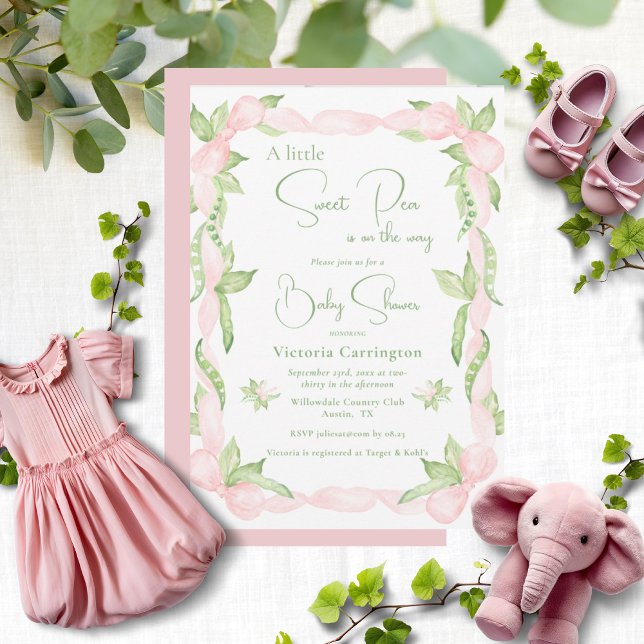 Invitation Pink Un Petit Baby shower De Petite Fille De Pois  (Créateur téléchargé)