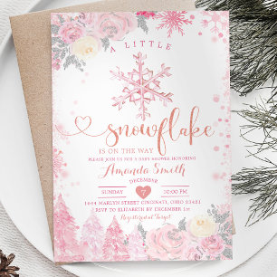 Invitation Pink Un Petit Baby shower D'Hiver De Feu De Neige