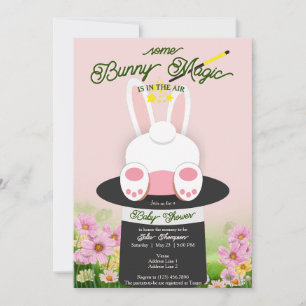 Invitation Pink Un Petit Lapin Magique Casquette Jardin en Tr
