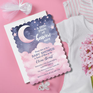 Invitation Pink Un Petit Morceau Du Ciel Envoyé Baby shower