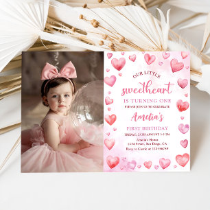 Invitation Pink Valentine amour 1er anniversaire Photo