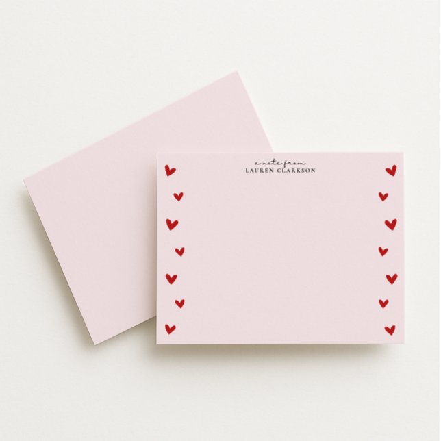 Invitation Pink Valentine Heart Border Note Card (Créateur téléchargé)