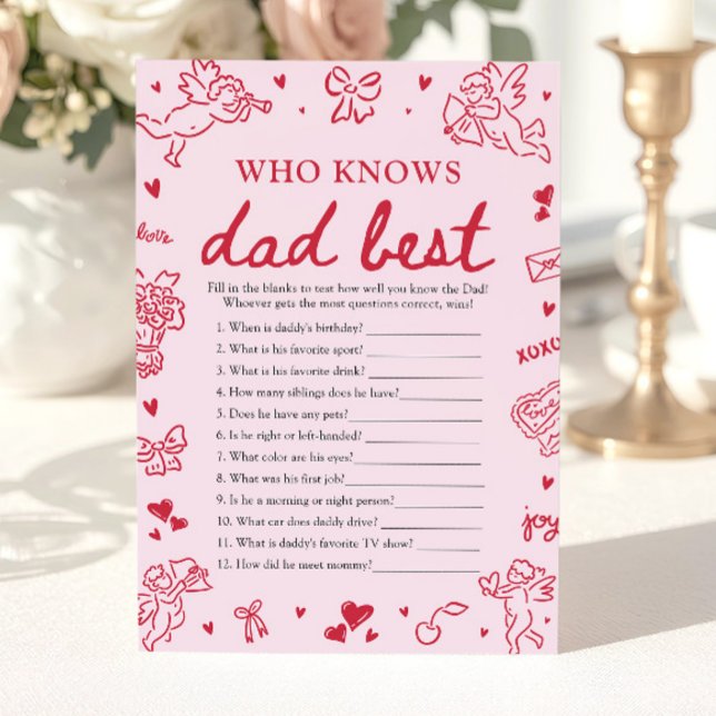 Invitation Pink Valentine Who Knows Dad Best Baby Shower Game (Pink Valentine Who Knows Dad Best Baby Shower Game)