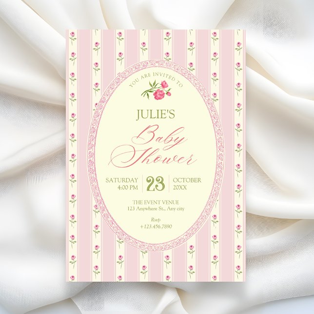 Invitation Pink vintage baby shower (Créateur téléchargé)