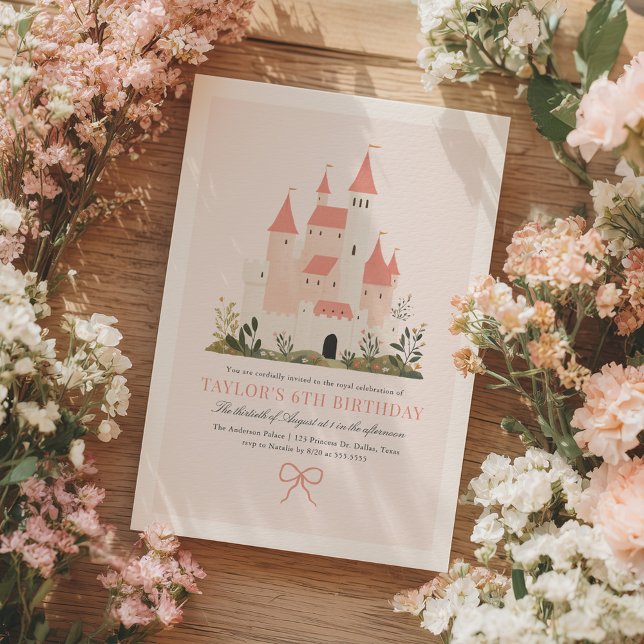 Invitation Pink Vintage Château de Princess Fairytale Anniver (Créateur téléchargé)