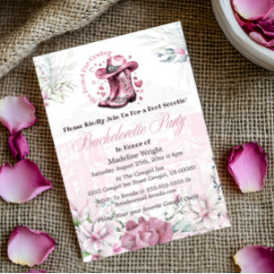 Invitation Pink Vintage Western Cowgirl Bachelorte Party