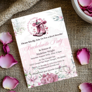 Invitation Pink Vintage Western Cowgirl Bachelorte Party