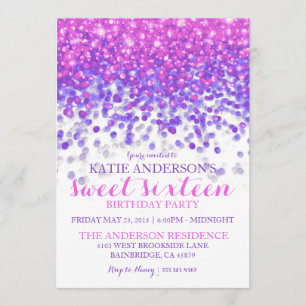 Invitation Pink violet Hollywood Parties scintillant Sweet si