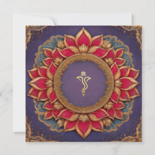 Invitation Pink violet or Lotus Indian Ganesh Mariage