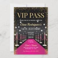 Pink VIP Pass Hollywood Red Carpet Anniversaire