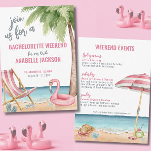 Invitation Pink Watercolor Beach Bachelorte Party
