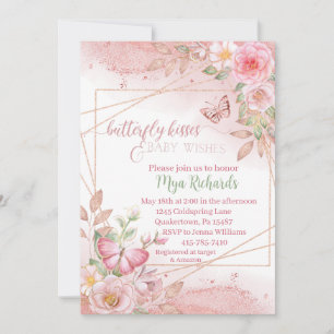 Invitation Pink Watercolor Butterfly embrasse le Baby shower