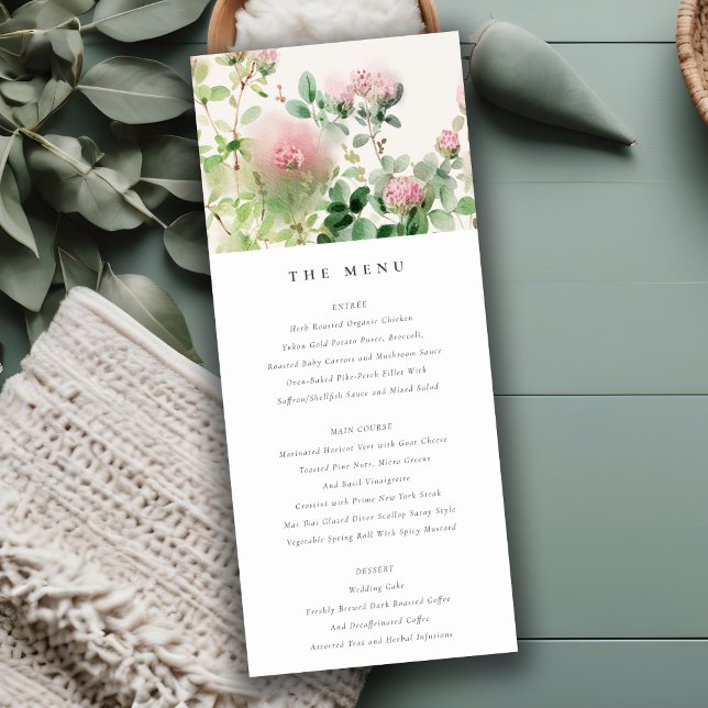 Invitation Pink Watercolor Floral Garden Wedding Menu Card (Créateur téléchargé)