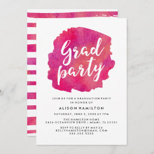 Invitation Pink Watercolor Graduation Party