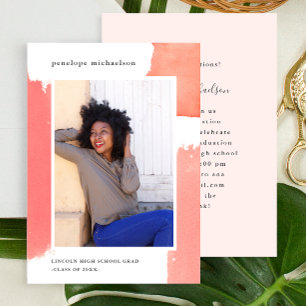 Invitation Pink Watercolor Graduation Party Photo