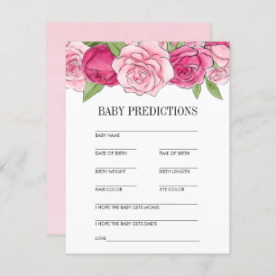 Invitation Pink Watercolor Roses Baby shower prédiction
