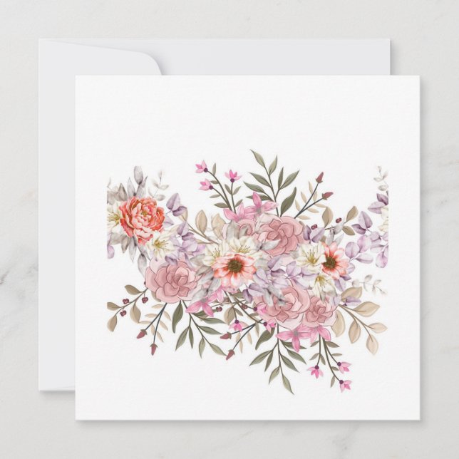 Invitation Pink Wedding Bouquet (Devant)