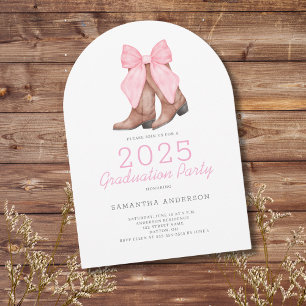 Invitation Pink Western Cowgirl 2025 Graduation Party