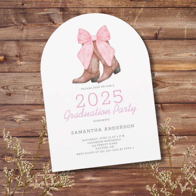 Invitation Pink Western Cowgirl 2025 Graduation Party (Créateur téléchargé)