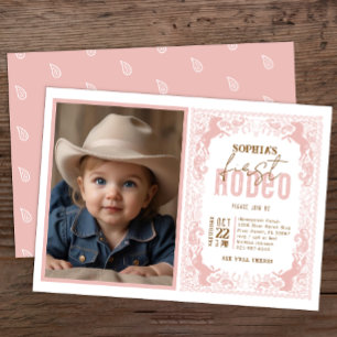 Invitation Pink Western Premier Anniversaire Rodéo Girl Photo