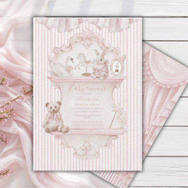 Invitation Pink Whimsical Elegant Baby Shower  (Créateur téléchargé)