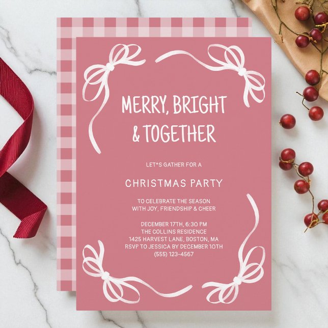 Invitation Pink Whimsical Main dessinée Amis Noël fête (Pink Whimsical Hand Drawn Friends Christmas Party Invitation)