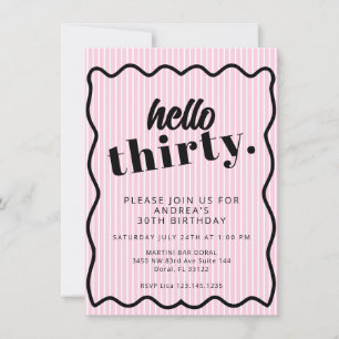 Invitation Pink White Stripes Trente 30e anniversaire
