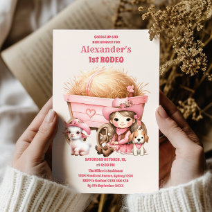 Invitation Pink Wild West Cowgirl 1ère fête d'anniversaire