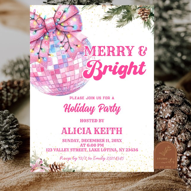 Invitation Pink Winter Merry and Bright Girls Holiday Party (Créateur téléchargé)