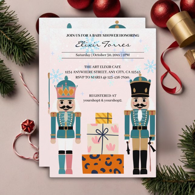 Invitation Pink Winter Snowflakes Nutcracker Baby shower (Créateur téléchargé)