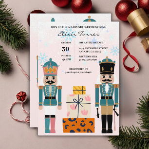 Invitation Pink Winter Snowflakes Nutcracker Baby shower