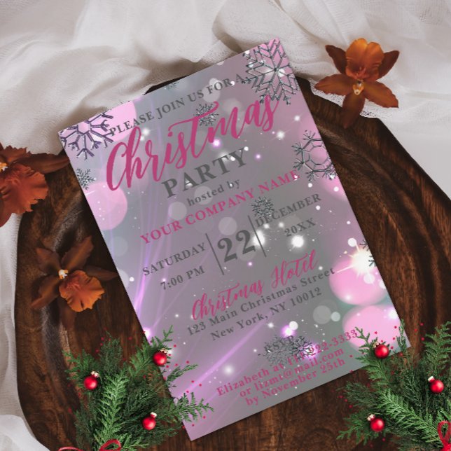 Invitation Pink Winter Wonderland Corporate Christmas Party (Créateur téléchargé)
