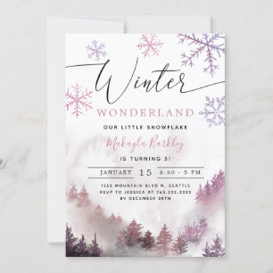 Invitation Pink Winter Wonderland Girl Anniversaire