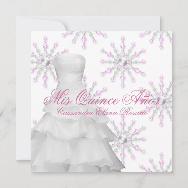 Invitation Pink Winter Wonderland Quinceanera (Devant)