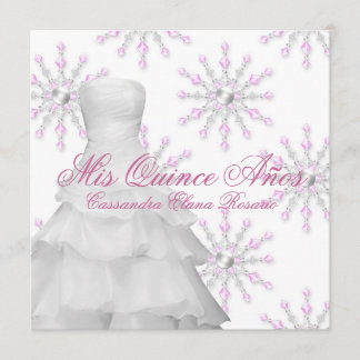 Invitation Pink Winter Wonderland Quinceanera