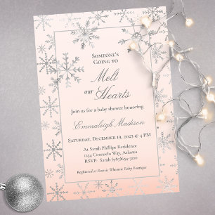 Invitation Pink Winter Wonderland Snowflake Baby shower
