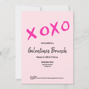 Invitation Pink XOXO Chic Galentine's Brunch Party