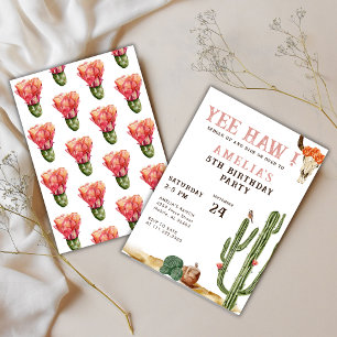 Invitation Pink Yee Haw Western Rodeo Cowgirl Anniversaire