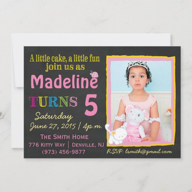 Invitation Pink & Yellow Chalkboard (Devant)