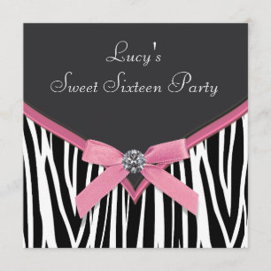 Invitation Pink Zebra Sweet 16 Anniversaire