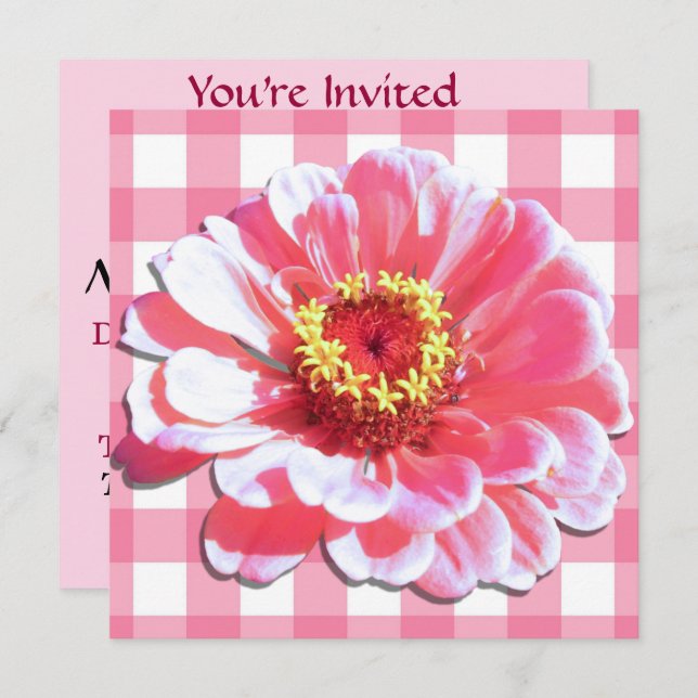 Invitation - Pink Zinnia (Devant / Derrière)