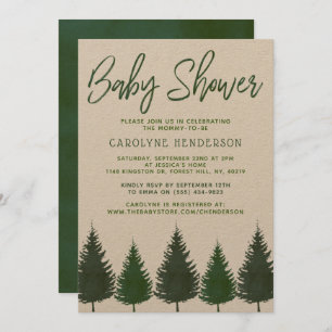Invitation Pins de bois simples Baby shower verdoyant