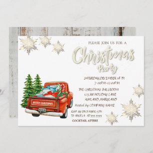 Invitation Pins de Camion Rouge Snowflakes Noël en bois