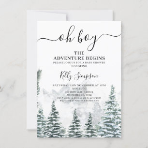 Invitation Pins de neige Aventure Commence Baby shower sauvag