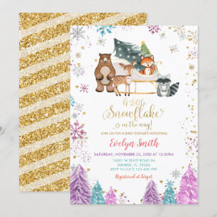 Invitation Pins de Noël Hiver Baby shower des bois