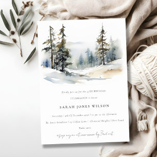 Invitation Pins d'hiver Chic Paysage de neige Anniversaire