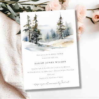 Invitation Pins d'hiver Fête des mariées paysage de neige