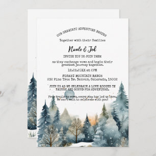 Invitation Pins d'hiver rustique neige extérieure Mariage
